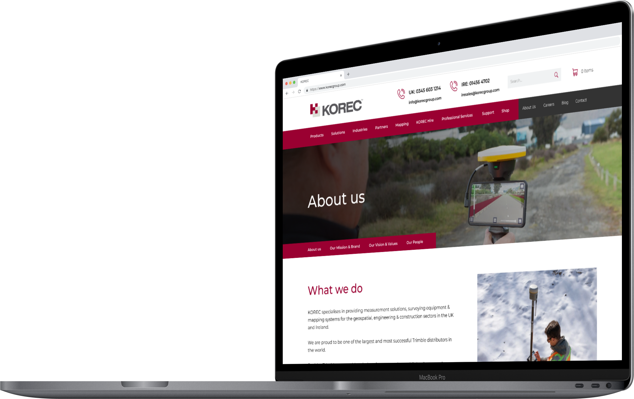 Korec Website on Laptop