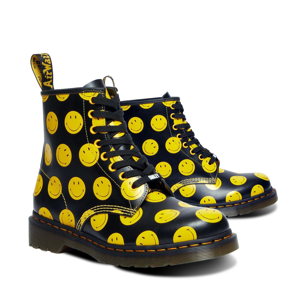 Smiley branded doc martins
