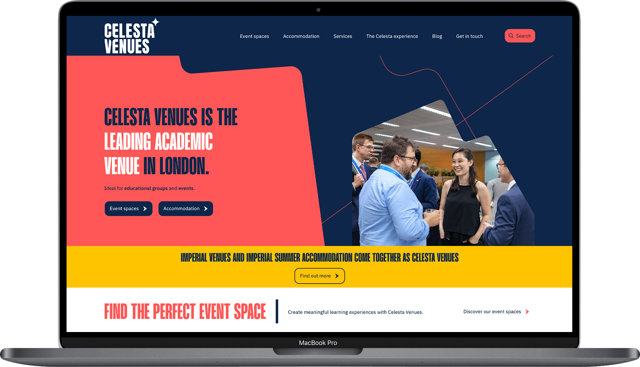 A laptop showing the brand new Celesta Venue website